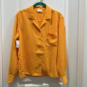 NWT Aritzia Wilfred Button Down Long Sleeve Blouse in Tuscan Sun Sz XXS